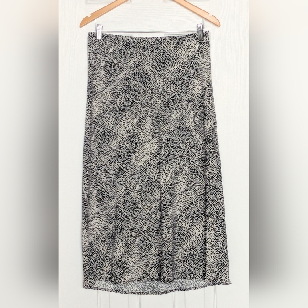 Rachel Zoe Women's (Size 6) Black & Cream Animal Print Pencil Midi Skirt